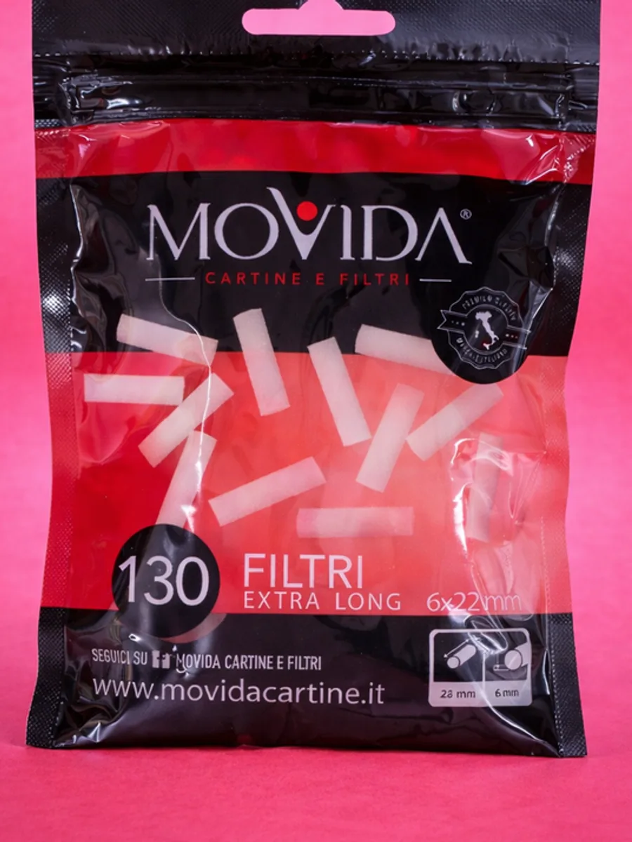 BOX DA 24 BUSTE 130 FILTRI EXTRA LONG 6X22 MM RIVESTITI LISCI